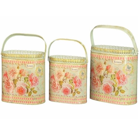 Dolce Mela DMMV559-S3 French Country Planters Vintage Metal Decorative Containers & Flower Pots - Set Of 3